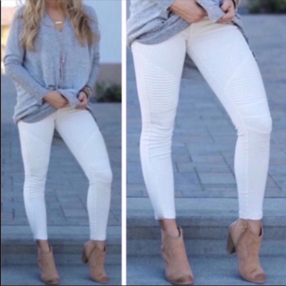 ✨RESTOCK✨White stretch Motto jeggings zipper Trim - Picture 6 of 7